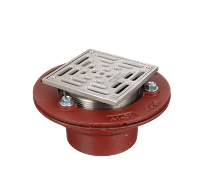 F1000-C-S Floor Drain with Heavy Duty Square Stainless Steel Strainer