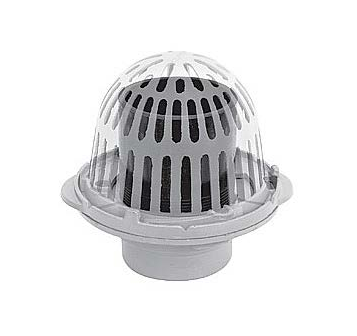 R100-OF Cast Iron Roof Drain with Aluminum Dome and Overflow Standpipe
