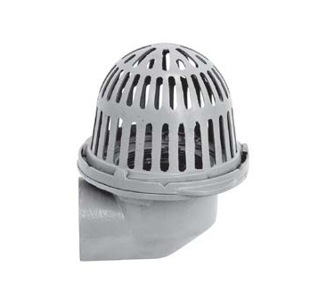 R100-90 Cast Iron Roof Drain with Aluminum Dome and Side Outlet