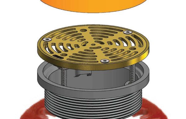 F100-C-TS Top Set Round Double Adjustable Floor Drain w/ Flange, Clamp & Cover