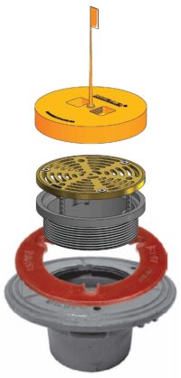 F100-C-TS Top Set Round Double Adjustable Floor Drain w/ Flange, Clamp & Cover