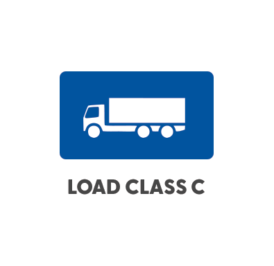 Load Class C: EN 1433 - 56,200 LBS., 250kN, 1160 PSI