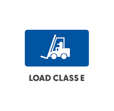Load Class E: EN 1433 - 134,800 LBS., 600kN, 2785 PSI