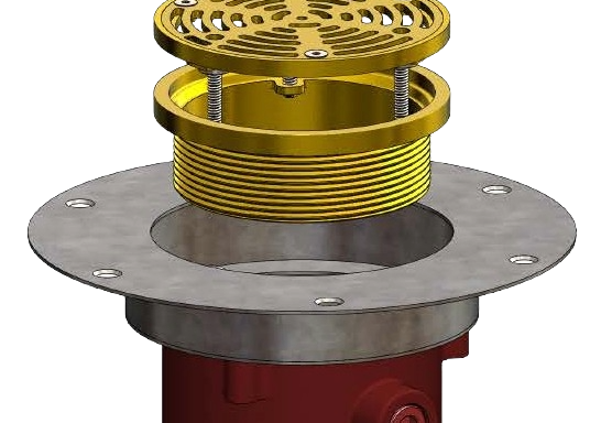 F220-TS-WF Top Set Round Double Adjustable Floor Drain with Wood Deck Flange & Cover