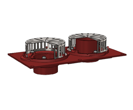 R1150-M-2.75 Cast Iron Combined Roof Drain with Stainless Steel Domes and Overflow Pipe