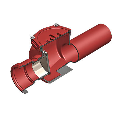 BV1000-HS Cast Iron Horizontal Backwater Valve with Hub and Spigot Connection and Stainless Steel Flapper