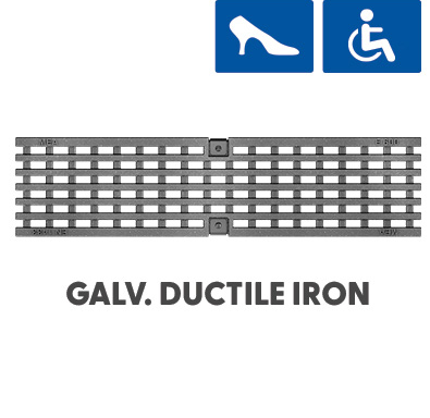 T200-PGE-4-ADA-13-ARRA Galvanized Ductile Iron Longitudinal Slotted Grate to Suit 8″ Clear Opening Channels, Made in USA