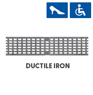 T100-PGC-4-ADA Ductile Iron Longitudinal Slotted Grate to suit 4″ clear opening channels