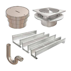 Stainless Steel Trench, Floor, Kettle Drains, Cleanouts and Accessories